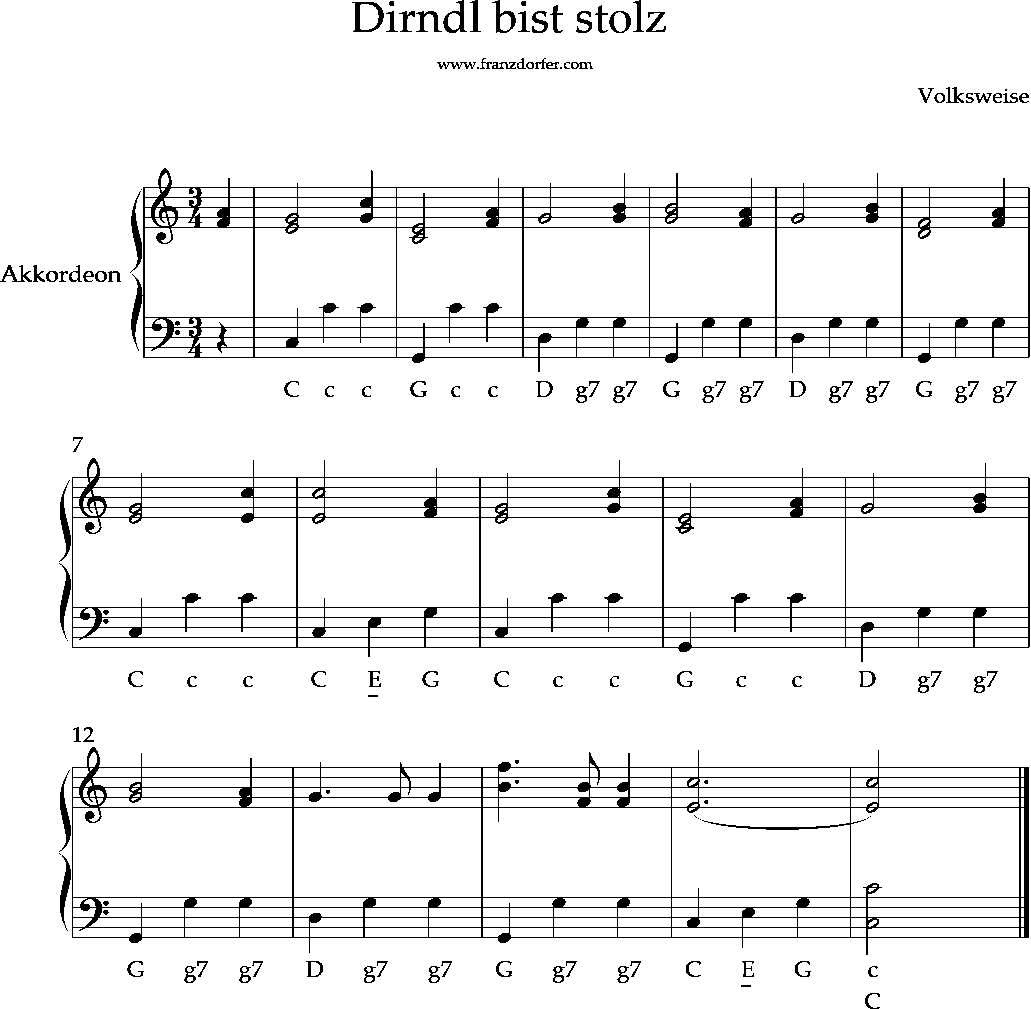 Dirndl bist stolz-akkordeon - C-Dur- klingaliklong